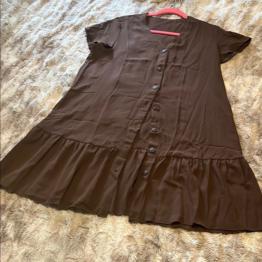 Brown Button-Down Dress